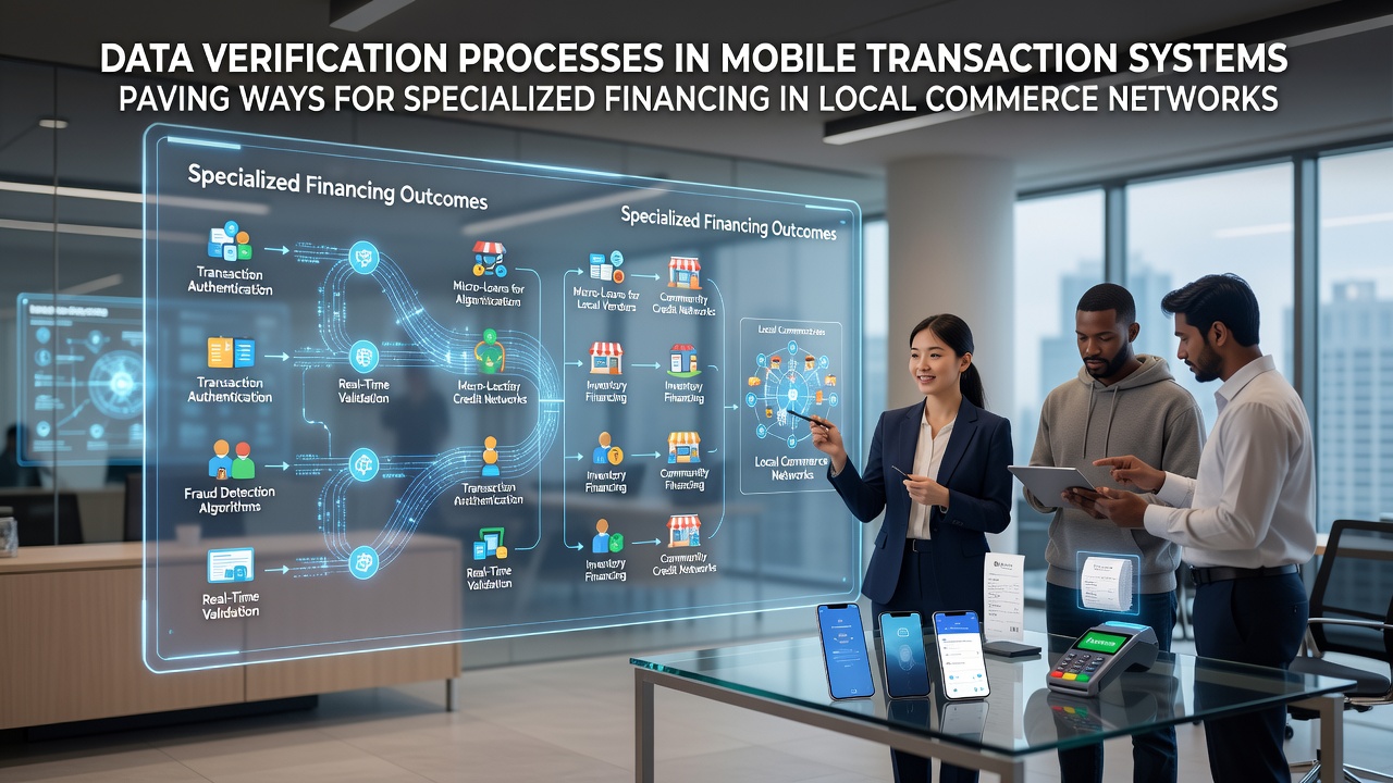 Mobile transaction verification interface showing real-time data checks in a local commerce setting