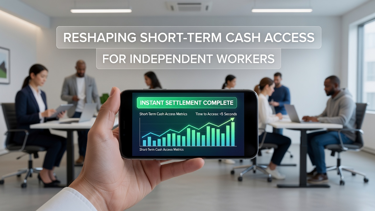 Gig worker using a smartphone to check instant wallet settlement after completing a service job