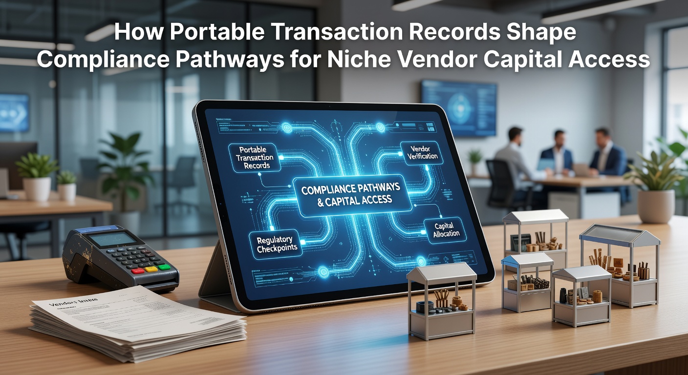 Portable transaction records displayed on a mobile device used by a niche vendor for compliance verification