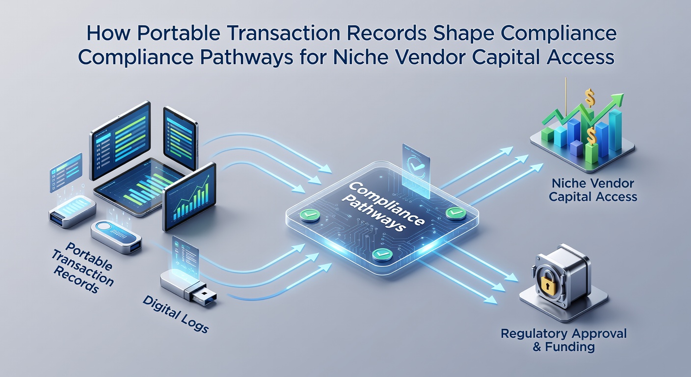 Dashboard interface showing portable transaction records aligned with compliance metrics for capital access evaluation