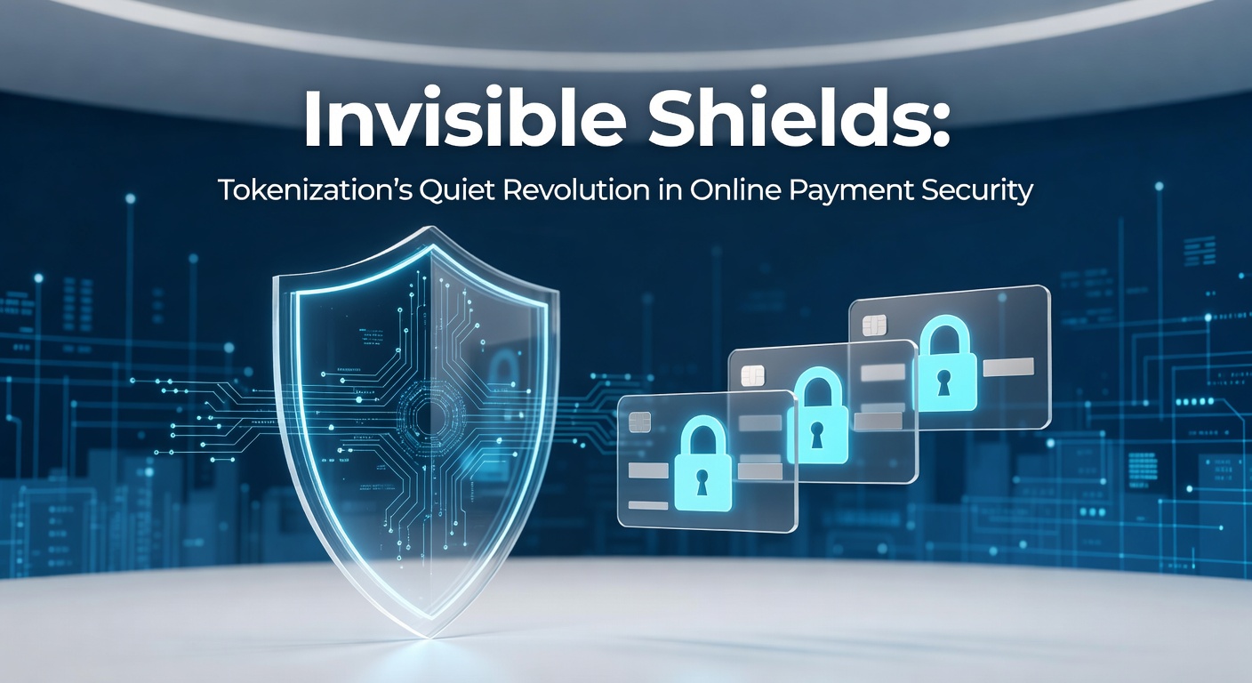 Digital shield icon representing tokenization protecting payment data in an online transaction flow