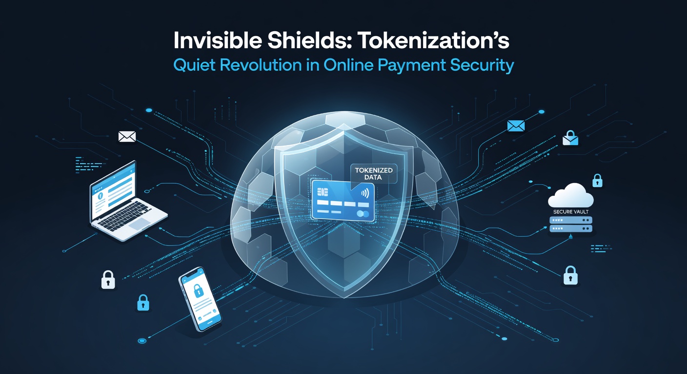Infographic showing tokenization process flow from card entry to secure payment approval