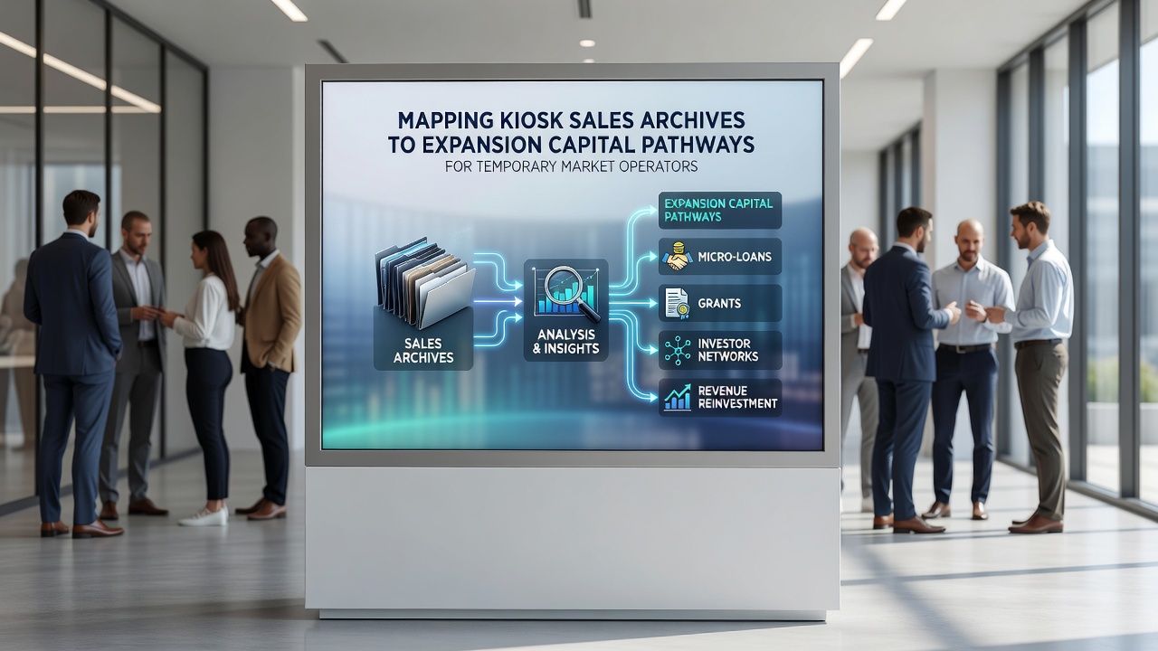 Market operators analyzing mapped sales data charts to prepare capital expansion applications at a shared workspace