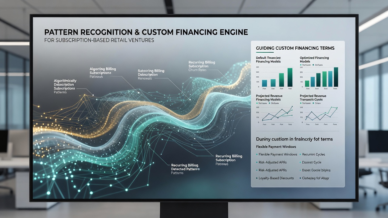 Data visualization showing recurring billing patterns and subscription revenue trends analyzed for financing decisions
