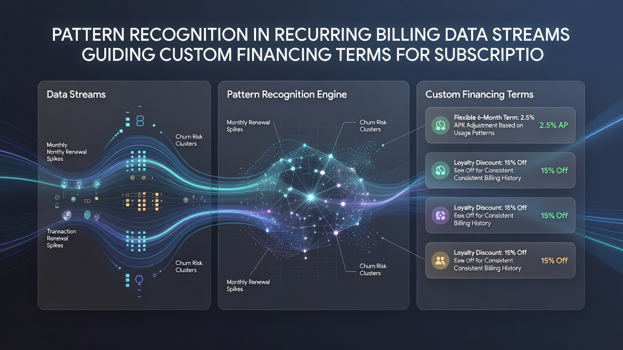 Illustration of machine learning models processing subscription billing timelines to determine merchant financing eligibility