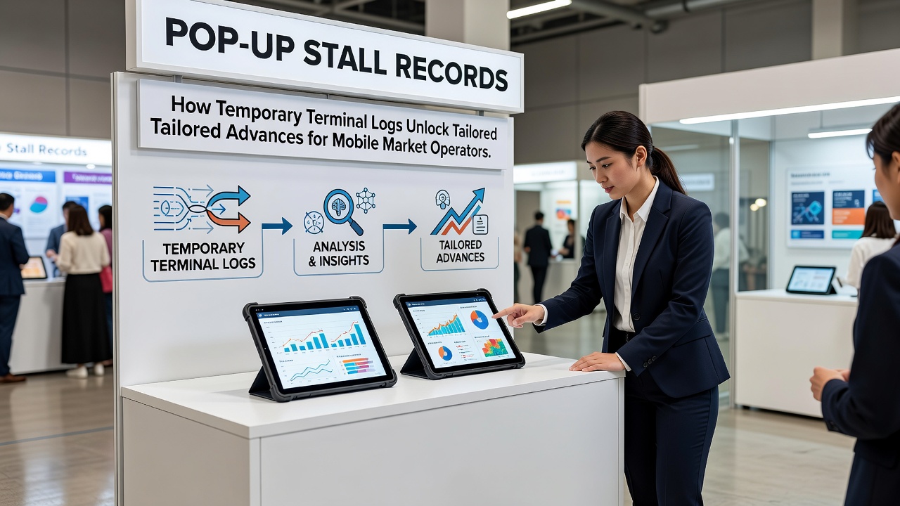 Close-up of temporary terminal logs being reviewed on a tablet for financing assessment