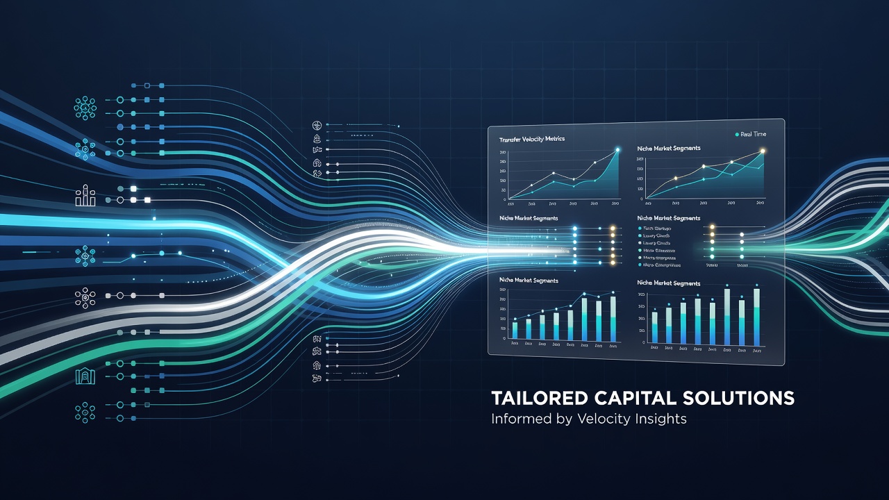 Dashboard interface showing electronic fund transfer velocity trends used for customized capital product design