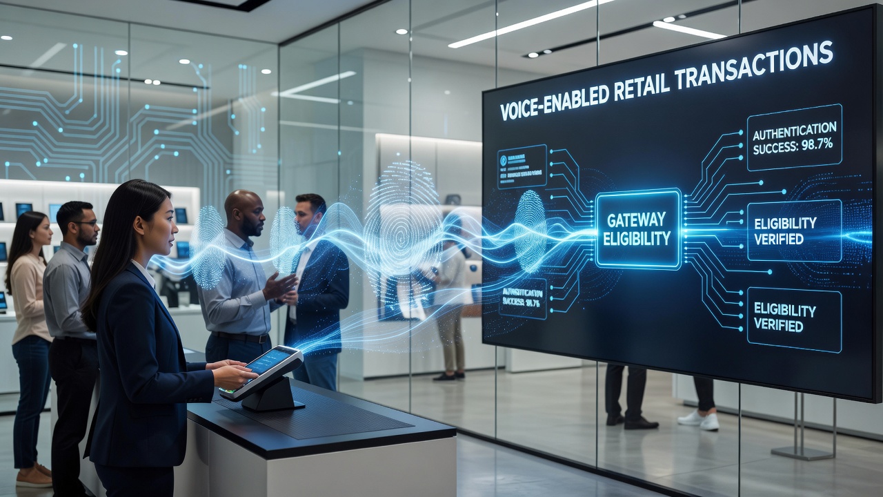 Dashboard displaying biometric authentication metrics linked to merchant capital eligibility scores