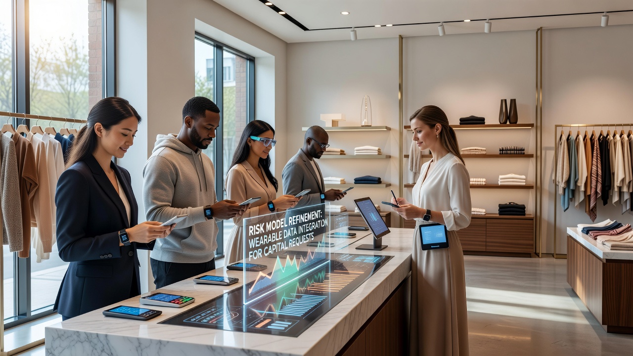 Data dashboard displaying wearable transaction analytics used for boutique financing risk evaluation