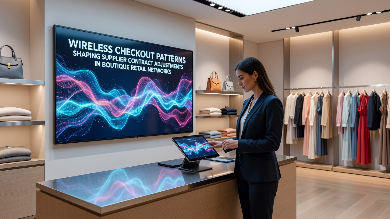 Boutique retail store using wireless checkout devices during peak shopping hours with staff scanning items at mobile points of sale